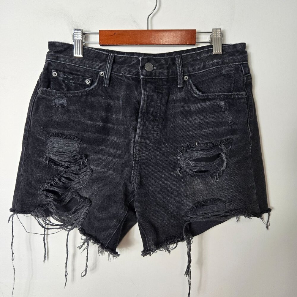 Grlfnd Size 25 Jourdan Tomboy Distressed Denim Black Button-Fly Jean Shorts